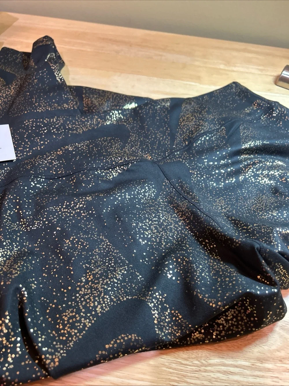 NEW Nike One Women Mid-Rise Foil Printed Leggings Black Gold XXL Tight Fit Ankle